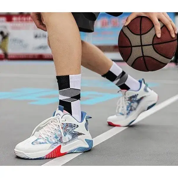 Mens Colorblock Mesh Sneakers | Hand-Painted Breathable Low-Top Shoes in White Red, White Orange