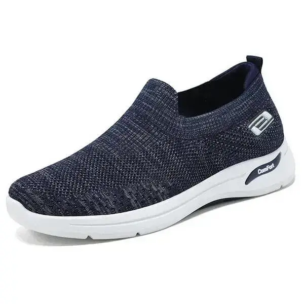 Mens Breathable Mesh Sneakers | Heat-Dissipating Low-Top Slip-On Shoes in Black, Blue, Grey