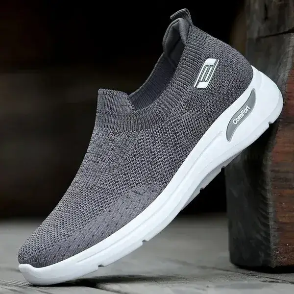 Mens Breathable Mesh Sneakers | Heat-Dissipating Low-Top Slip-On Shoes in Black, Blue, Grey