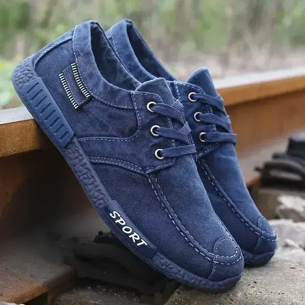 Mens Non-Slip Canvas Shoes | Stain-Resistant Low-Top Casual Shoes in Blue, Black, Grey