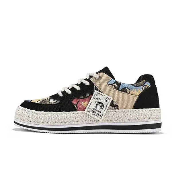 Mens Color-Matching Canvas Sneakers | UV-Resistant Low-Top Casual Shoes in Beige, Black, Green