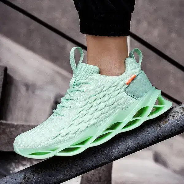 Mens Fish-Scale Sneakers | Glow-in-the-Dark Low-Top Sports Shoes in Black, Brown, Green, White