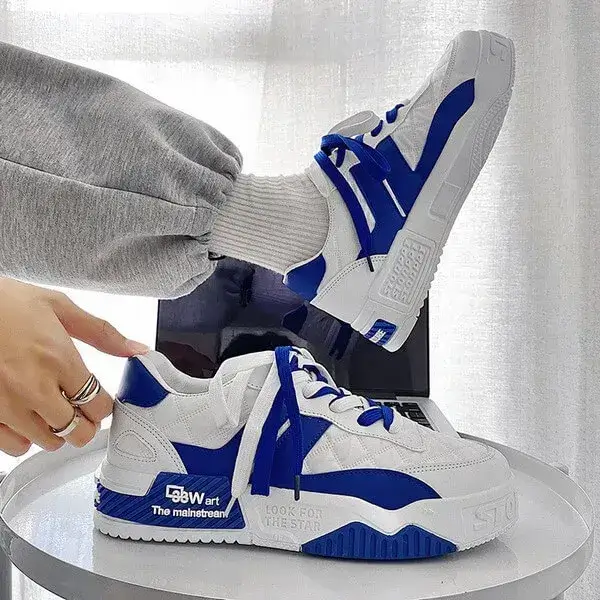 Mens Height-Increasing Sneakers | Light-Reflective Low-Top Casual Shoes in Blue, Green, Black