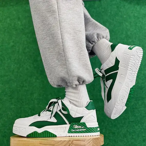 Mens Height-Increasing Sneakers | Light-Reflective Low-Top Casual Shoes in Blue, Green, Black