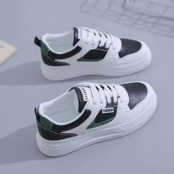 Womens Platform Sneakers | Round Toe Thin Strap Breathable Low-Top Shoes in Brandy, Grey, White Black, White Blue, White Grey