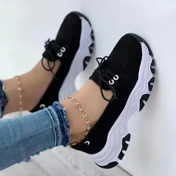 Womens Platform Sneakers | Water-Repellent Low-Top Casual Shoes in Black, Red, White, Sky Blue