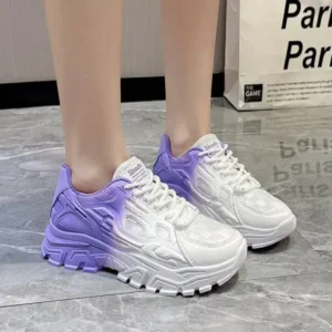 Fitsupfashion Women Fashion Platform Gradient Lace-Up Sneakers