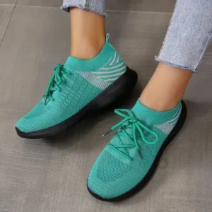 Fitsupfashion Women'S Fashion Platform Lace Up Flyknit Sneakers