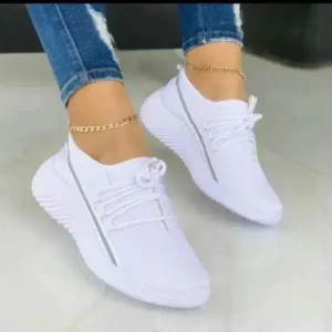 Fitsupfashion Women Fashion Breathable Lace-Up Flat Mesh Sneakers