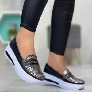 Fitsupfashion Women Autumn Solid Color Round Toe Platform Casual Shoes