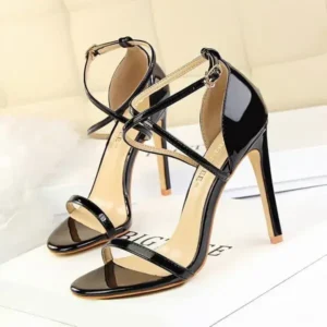 Fitsupfashion Women Fashion Sexy Hollow Cross Stiletto Heel Sandals