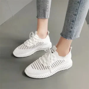 Fitsupfashion Women Fashion Mesh Cloth Lace-Up Sneakers