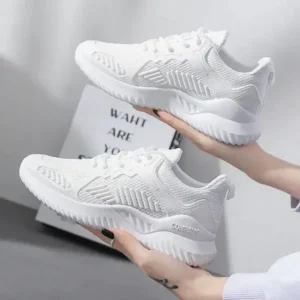 Fitsupfashion Women Fashion Sports Lace Up Design Mesh Breathable Platform Sneakers