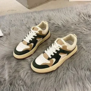 Fitsupfashion Women Fashion Lace Up Design Color Blocking Sneakers