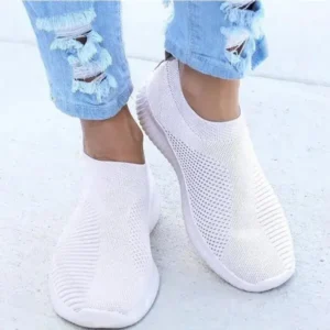 Fitsupfashion Women Casual Sports Mesh Breathable Design Solid Color Wedge Sneakers