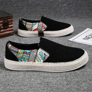 Fitsupfashion Men Fashion Color Matching Breathable Canvas Flats Shoes