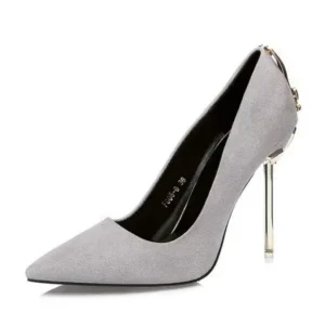 Fitsupfashion Women Sexy Metal Heel Pointed-Toe High Heels Shoes