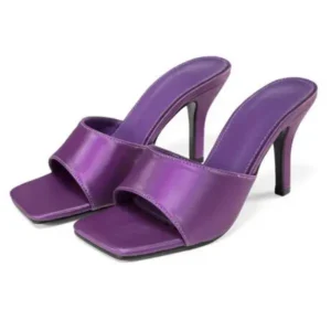 Fitsupfashion Women Sexy Square Head Purple Stiletto Slippers