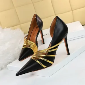 Fitsupfashion Women Fashion Sexy Pointed Toe Hollow Design Stiletto Shoes