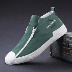 Fitsupfashion Men'S Casual Embroidery Zipper High Top Canvas Shoes