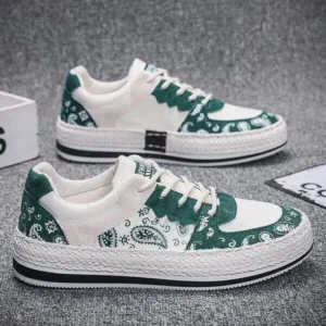 Fitsupfashion Men Fashion Cashew Flower Printed Canvas Sneakers