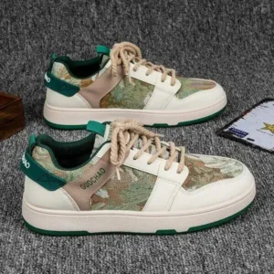 Fitsupfashion Men'S Casual Retro Secret Forest Oil Painting Pattern Sneakers