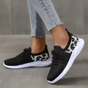 Fitsupfashion Women Casual Mesh Breathable Leopard Sneakers