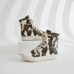 Fitsupfashion Women Fashion Casual Plus Size Camouflage Thick-Soled High Top Shoes