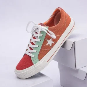 Fitsupfashion Women Fashion Stitching Canvas Star Round Toe Sneakers