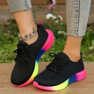 Fitsupfashion Women Fashion Casual Mesh Breathable Rainbow Sneakers