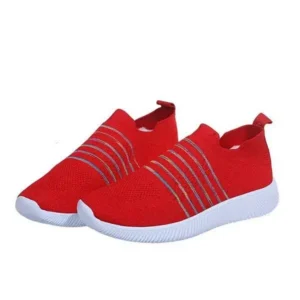 Fitsupfashion Fashion Casual Solid Color Striped Fly-Woven Mesh Breathable Flat Sneakers