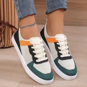 Fitsupfashion Women Fashion Casual Color Blocking Mesh Fly-Woven Breathable Sneakers