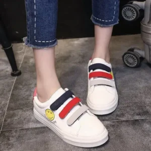 Fitsupfashion Women Fashion Casual Velcro Smiley Face Round Thick-Soled Sneakers