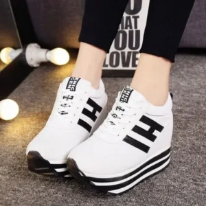 Fitsupfashion Women Fashion Casual Letter Printed Lace-Up Thick-Soled Sneakers