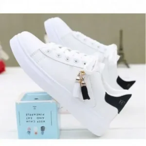 Fitsupfashion Women Fashion Flat Solid Color Lace-Up Sneakers