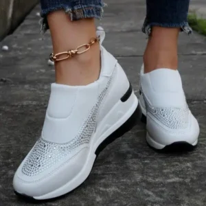 Fitsupfashion Women Fashion Rhinestone Slip Sneakers