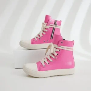 Fitsupfashion Women Fashion Rose Faux Leather High Top Shoes