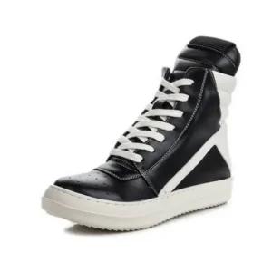 Fitsupfashion Women Fashion Casual Black White Inverted Triangle High Top Shoes