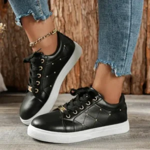 Fitsupfashion Women Fashion Shallow Toe Round Toe Casual Lace Up Sneakers