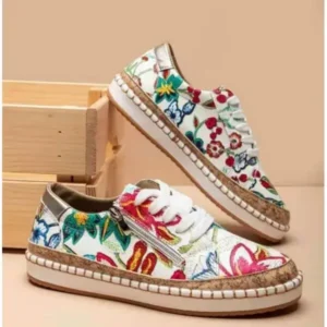 Fitsupfashion Women Fashion Color Matching Ethnic Style Printed Sneakers