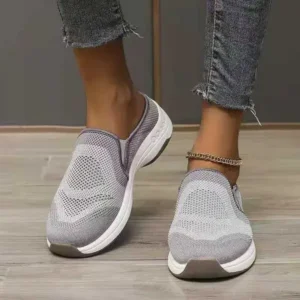 Fitsupfashion Women Fashion Fly Knit Casual Colorblock Flat Sneakers