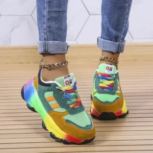 Fitsupfashion Women Fashion Platform Color Block Platform Sneakers