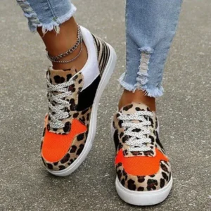 Fitsupfashion Fashionable Round Toe Lace-Up Sneakers