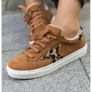 Fitsupfashion Women Fashion Round Toe Lace-Up Canvas Sneakers